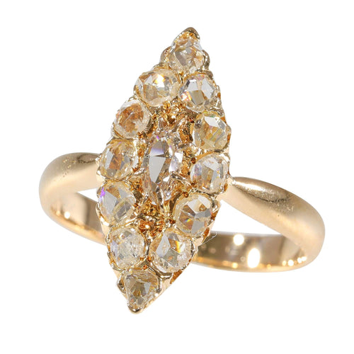Bague 59 Bague vintage antique en forme de marquise de diamants 58 Facettes 23271-0585