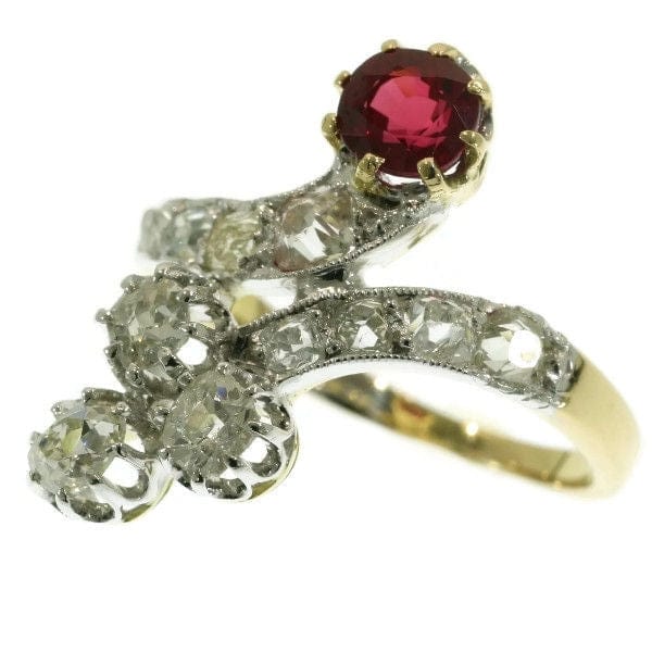 Bague 50 Bague avec diamants et rubis 58 Facettes 16077-0041