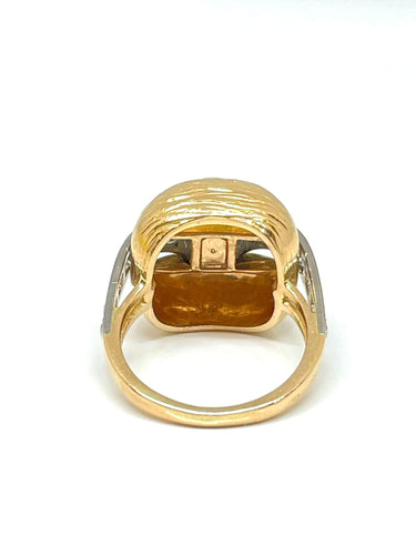 Bague Bague en or jaune diamants taille ancienne et perle 58 Facettes