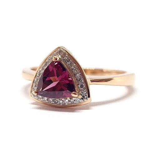 Bague Bague rhodolite diamants or rose 58 Facettes