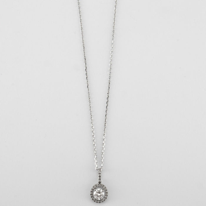 Collier Pendentif sur Chaine Diamant Or Blanc 58 Facettes