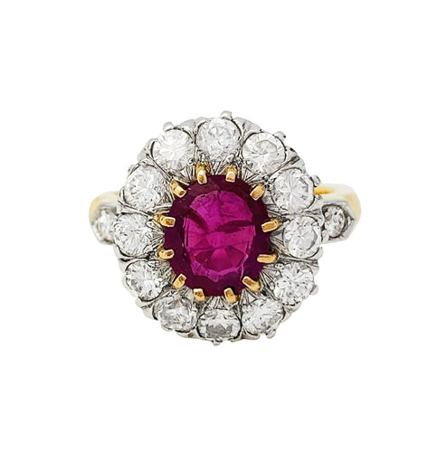 Bague 49 Bague Pompadour or jaune et platine, rubis Birman, diamants. 58 Facettes 30770