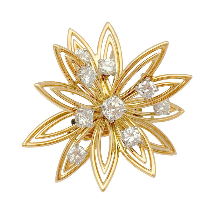 Broche Broche Cartier "Fleur" en or jaune et diamants. 58 Facettes 31448