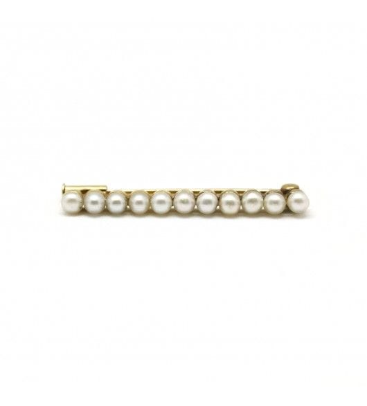 Broche Longueur : 3.5 cm / Jaune / Or 750 Broche barrette Perles 58 Facettes 150102-U91R