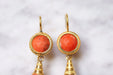 Antique pendant earrings in gold and coral drop 58 Facettes