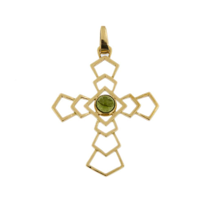 Pendentif Pendentif croix avec tourmaline verte 58 Facettes 31480