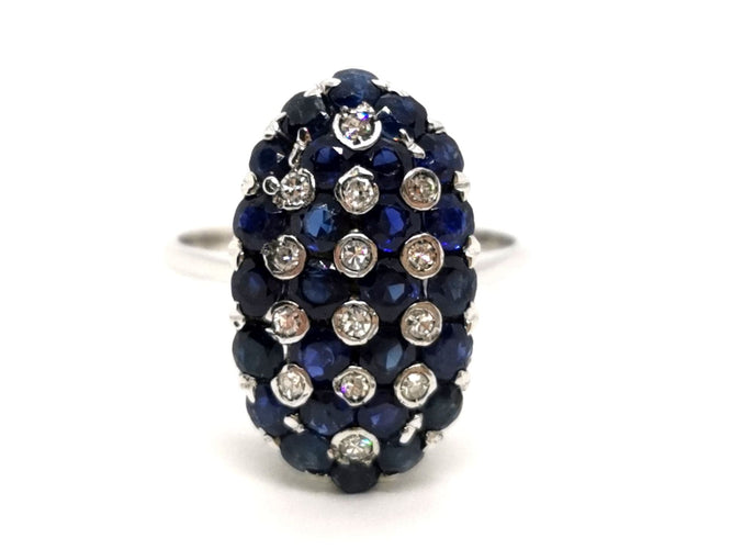Bague 57 Bague Vintage Or blanc Saphir 58 Facettes 1141002CD