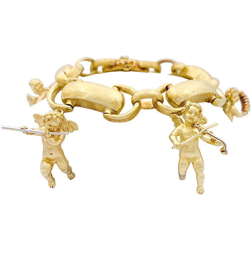Bracelet Bracelet vintage, "Chérubins Musiciens", or jaune. 58 Facettes 33341
