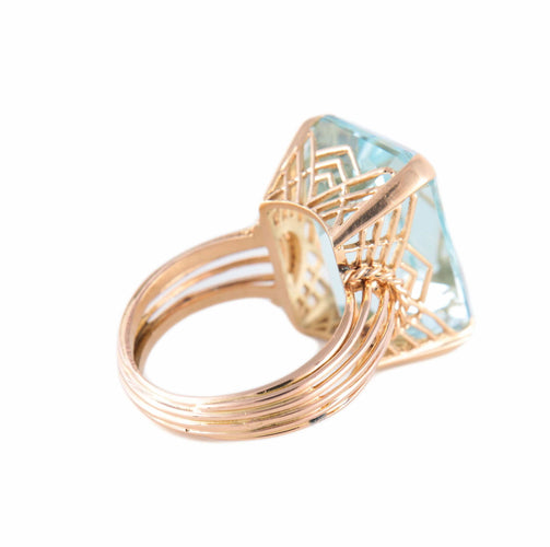 Bague BAGUE "SOUVERAINE" OR JAUNE & AIGUE-MARINE 58 Facettes BO/220116