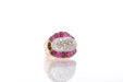 Ring 50 Tank ring with calibrated diamonds and rubies 58 Facettes 25546