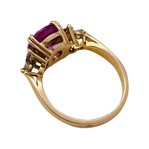 Bague 50 Bague en or rose saphir rose 2,84 carats, diamants. 58 Facettes 31031