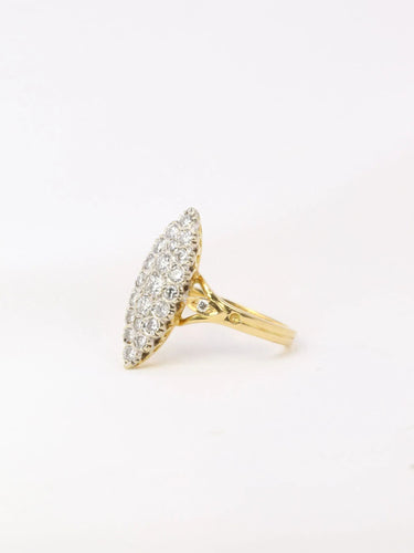 Boucles d'oreilles Bague marquise vintage or jaune diamants 58 Facettes J15