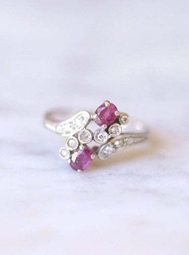 Bague de fiançailles Vintage or, rubis, et diamants 58 Facettes