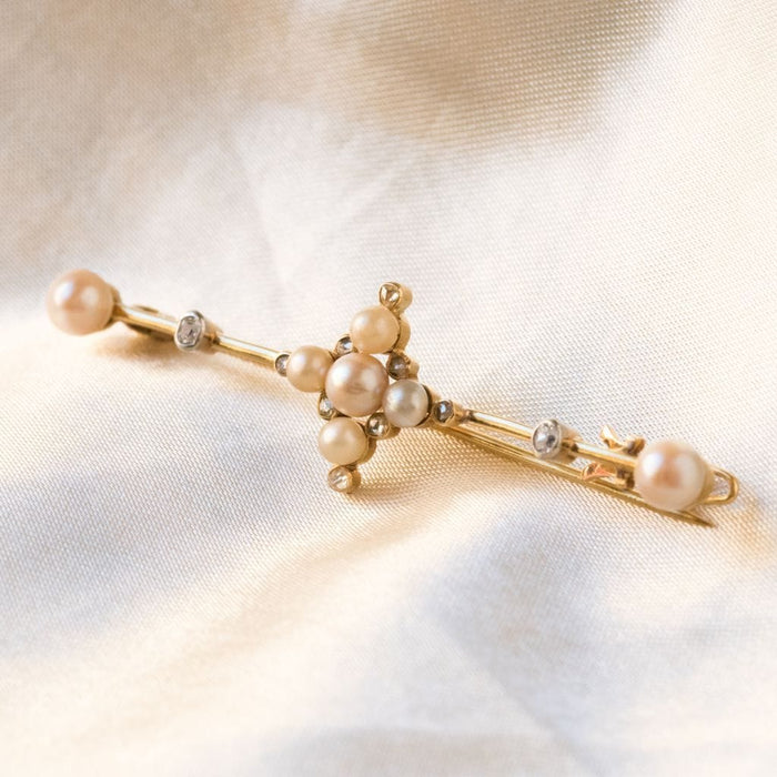 Broche Broche Épingle ancienne perles fines 58 Facettes 19-348