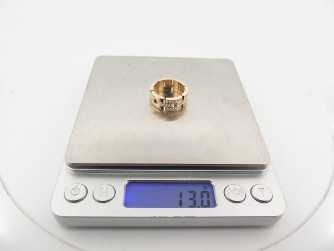 Bague 56 bague CARTIER panthere maillons t56 or jaune 18k & 35 diamants 0.7ct 58 Facettes 253475