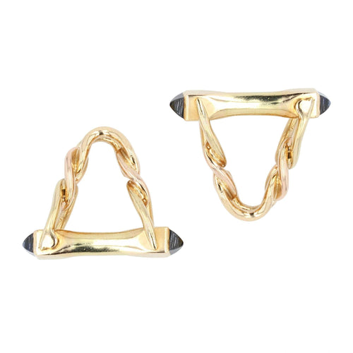 Boutons de manchette Paire de boutons de manchettes en or jaune modèle étrier 58 Facettes 21-743