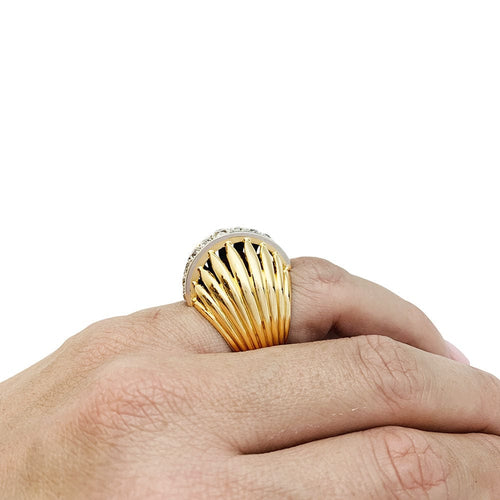 Bague 52 Bague dôme deux ors et diamants. 58 Facettes 30710