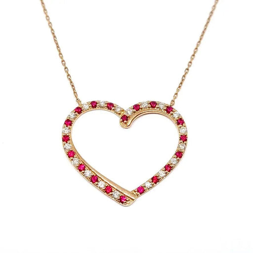 Collier Collier cœur en Or rose, rubis & diamants 58 Facettes
