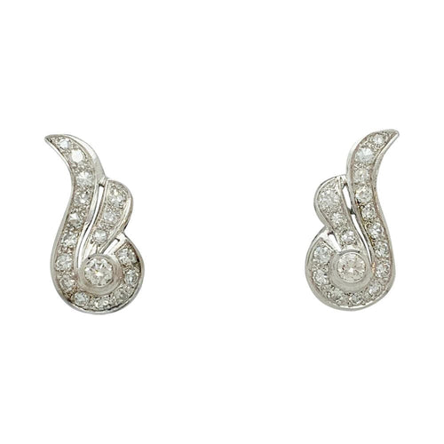 Boucles d'oreilles Paire de boucles d'oreilles Art Déco en platine 58 Facettes 31948