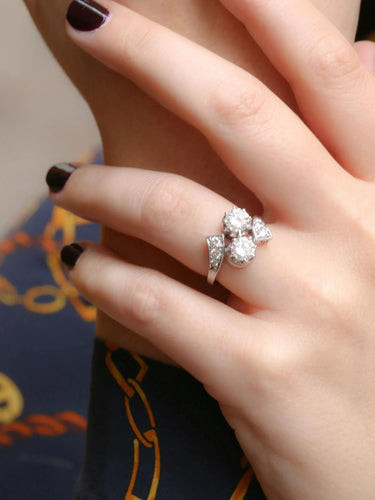 Bague Bague toi et moi vintage en or et diamants 1.6 ct 58 Facettes J4