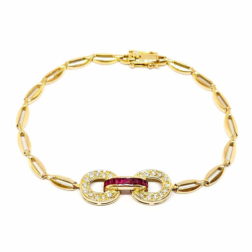 Bracelet Bracelet vintage lien rubis diamants 58 Facettes