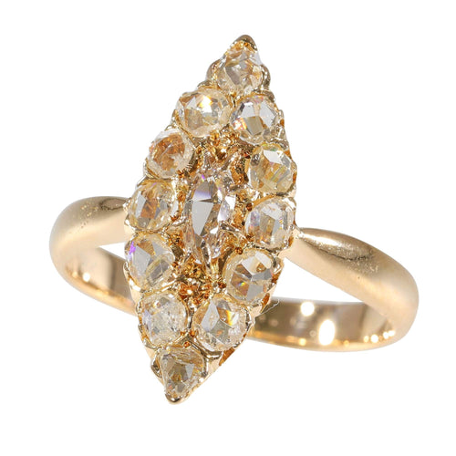 Bague 59 Bague vintage antique en forme de marquise de diamants 58 Facettes 23271-0585