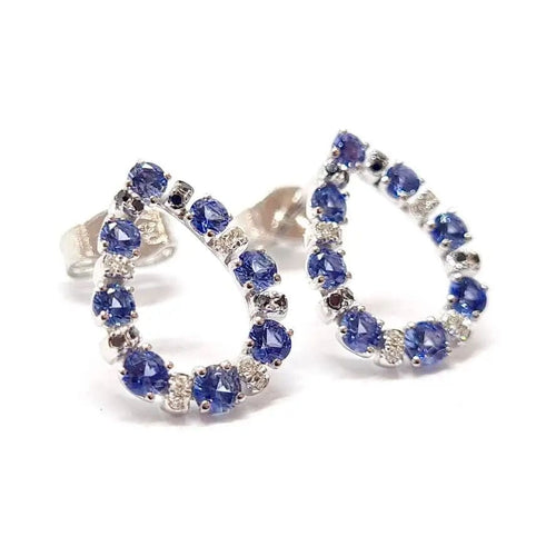 Boucles d'oreilles Boucles d'oreilles poire saphirs diamants or blanc 58 Facettes