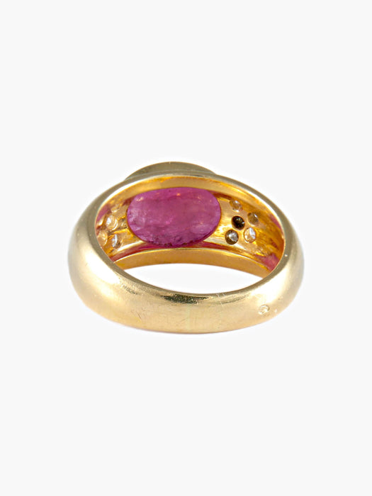 Bague 52 Bague rubis ovale cabochon suiffé or jaune 58 Facettes LP12-4