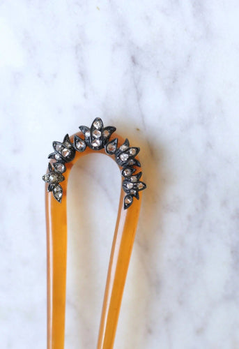 Accessoire Peigne ancien diamants et argent sur corne 58 Facettes