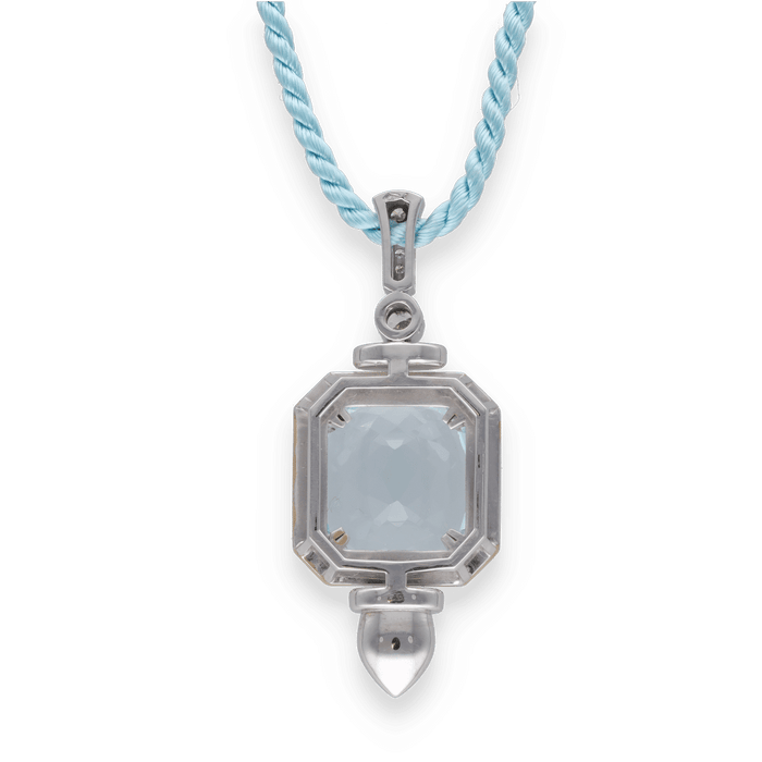 Pendentif Pendentif 2 ors Aigue-marine diamants 58 Facettes