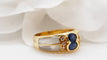 Bague 54 Bague Clozeau or jaune saphir diamants résine blanche 58 Facettes