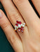 Bague 51 Bague Entourage Diamants et Rubis 58 Facettes