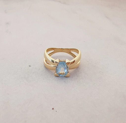 Bague Bague Topaze bleue Or Jaune 58 Facettes AA 1395