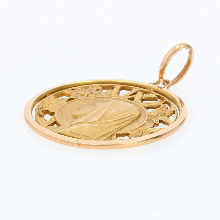 Pendentif Médaille Vierge auréolée ajourée en or rose 58 Facettes 17-024A