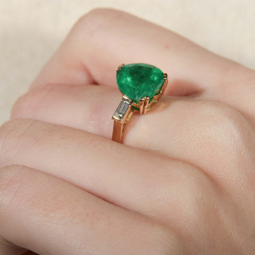 Bague 51 Bague Emeraude Coeur Diamants 58 Facettes 8392