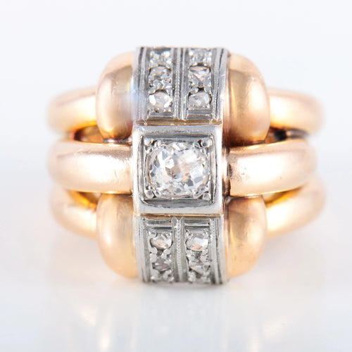 Bague Large bague 2 ors Diamants 58 Facettes JE437