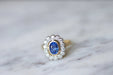 Ring Pompadour sapphire ring surrounded by diamonds 58 Facettes