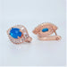 Boucles d'oreilles Boucles vermeil rose, opales bleues et pierres blanches naturelles 58 Facettes BOU0024
