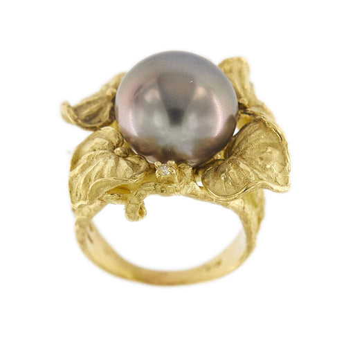 Bague 55 Bague perle de Tahiti et diamants 58 Facettes 34228