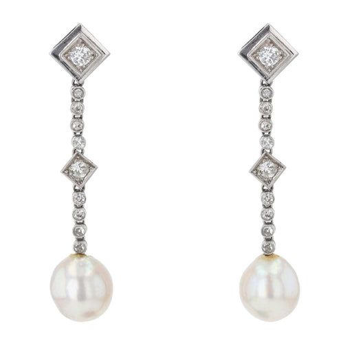 Earrings Dangling earrings with diamonds and old pearls 58 Facettes 21-378