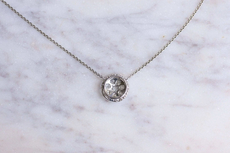 Collier Collier pendentif vintage en or blanc et diamants 58 Facettes