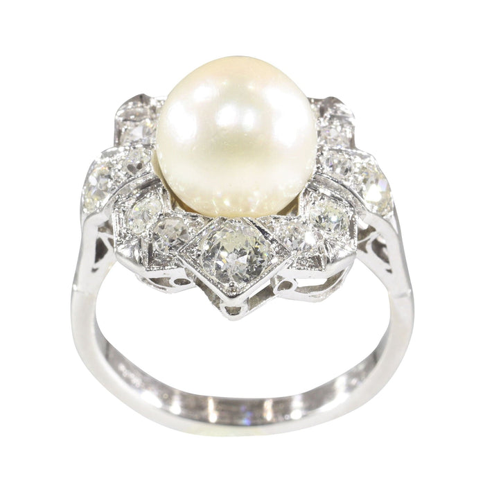 Bague 50 Bague Art Déco platine diamant perle 58 Facettes 22132-0317