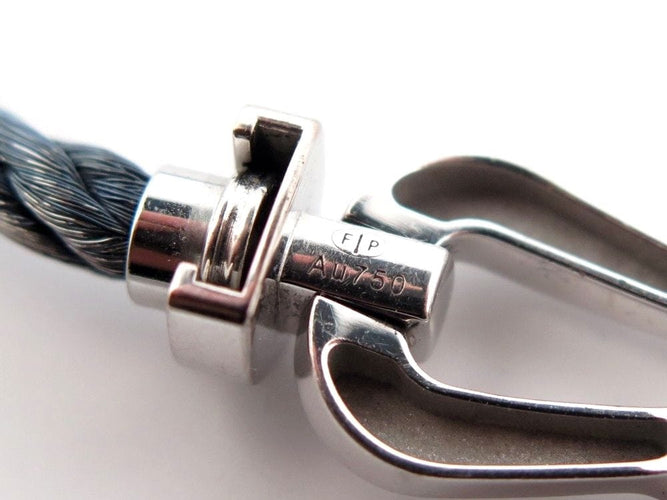 Bracelet bracelet FRED force 10 gm manille en or blanc 18k cable bleu 18cm 58 Facettes 253261