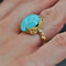 Bague 53 Bague turquoise diamants monture feuillagée 58 Facettes ANTURCH