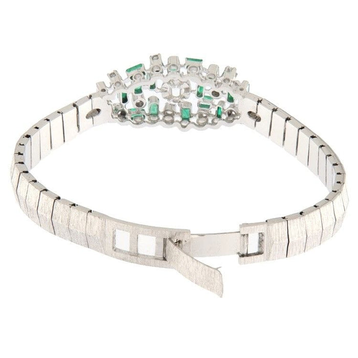 Bracelet Bracelet or blanc émeraudes diamants 58 Facettes G3399