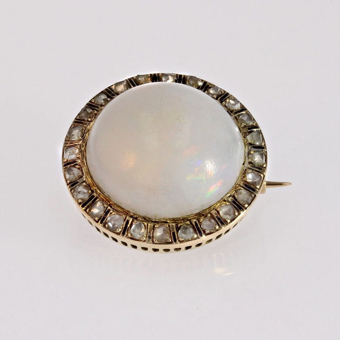 Broche Broche opale diamants émail noir 58 Facettes 23-355