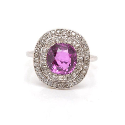 Ring 55 Platinum Ring Pink Sapphire Diamonds 58 Facettes 24927