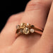 Ring 56 Yellow diamond and champagne ring you and me old 58 Facettes 20-124-54
