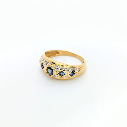 Bague Bague or jaune saphirs 58 Facettes 27203