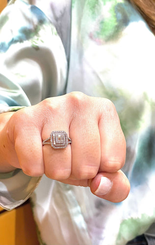 Bague 55 Bague Princesse or blanc diamants 58 Facettes